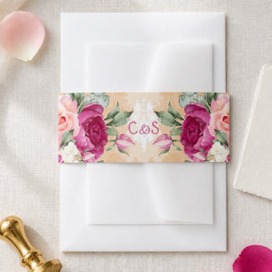 Faire-part Bandeau de mariage couleur rose vif éclaboussé