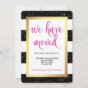 Faire-part Bandes noires et blanches et changement d'adresse 