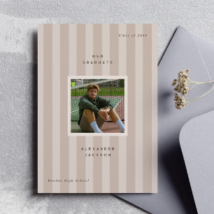 Faire-part Bandes sportives de couleur neutre pour photo de r