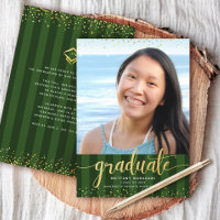 Bandes vertes graduation photo or parties scintill
