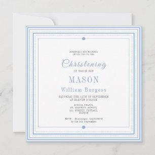 Faire-part Baptême Baptême Bleu Simple Script Moderne