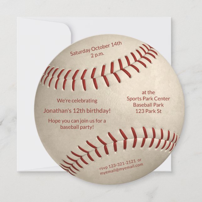 Faire-part baseball sofeball garçons filles fête d'anniversai (Devant)
