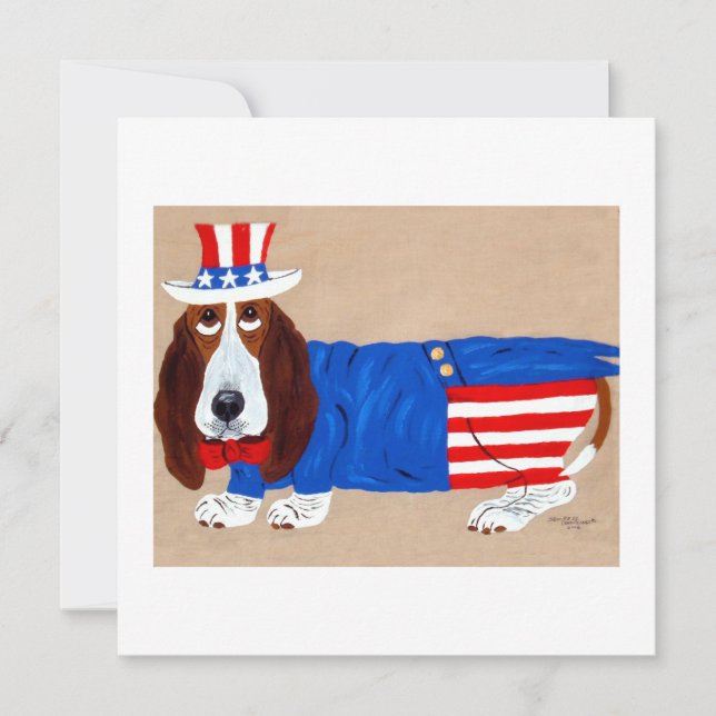 Faire-part Basset Hound Uncle Sam (Devant)