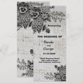 Faire-part Beau Mariage Fleurs Noir/Gris