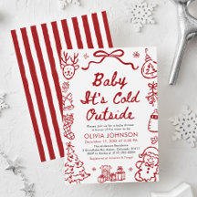 Faire-Part Bébé C'est L'Hiver Bébé Shower Dessiné