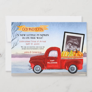 Faire-part Bébé Citrouille Camion rouge Grossesse