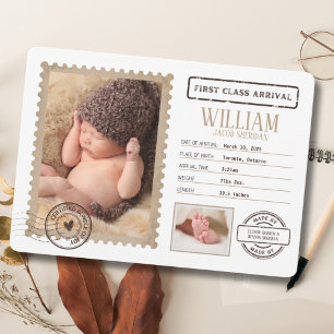 Faire-part bébé d'arrivée en première classe