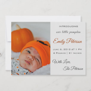 Faire-part bébé d'Halloween petit citrouille