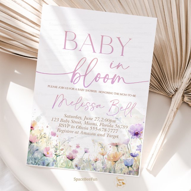 Faire-part Bébé en Fleur, Baby Shower Fleurs Sauva (Baby in Bloom,Invitation,Editable invites,boho Wildflowers,Baby Shower,Flower Invites,Wild Flower In)