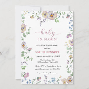 Faire-part bébé en fleurs aquarelle  floral  Viola