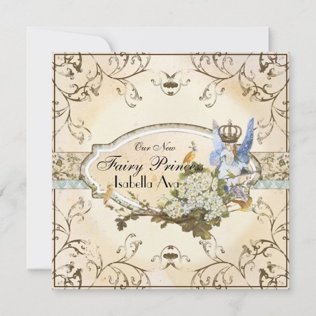 Faire-part Bébé Fille Annouement de naissance - Féerie Prince (Devant)