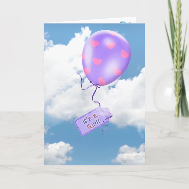Faire-part Bébé Fille Balloon (Devant)