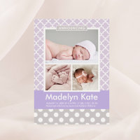 Bébé Fille Moderne Violet Lavande Treillis Photo B