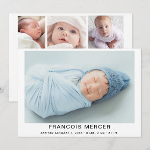 Faire-part Bébé garçon photo collage de naissance