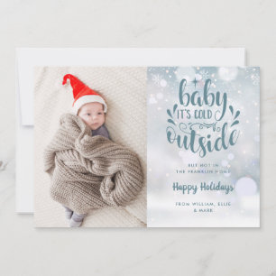 Faire-part Bébé il fait froid à l'extérieur garçon hiver vaca
