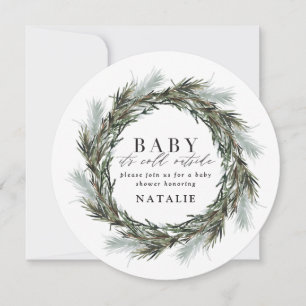Faire-part Bébé il fait froid dehors baby shower aquarelle