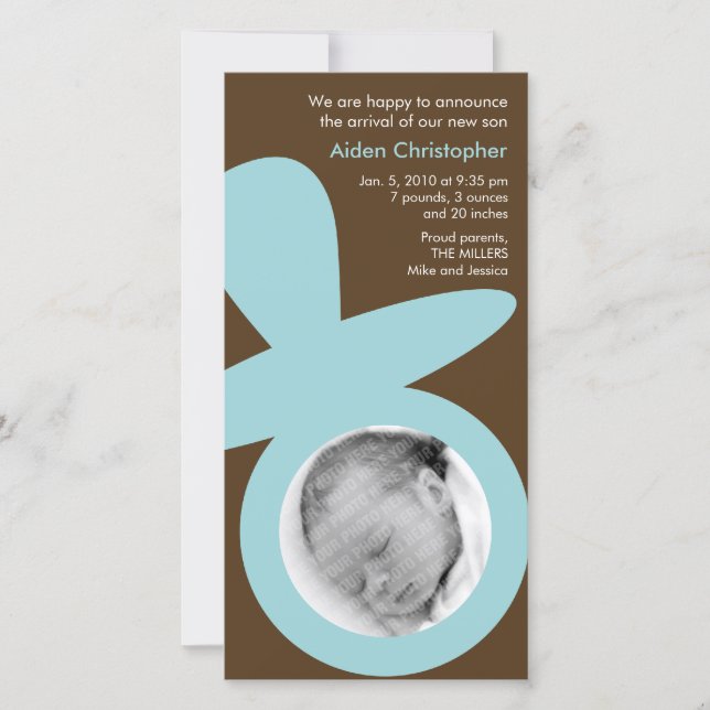 Faire-part bébé moderne - Pacifique bleu (Devant)