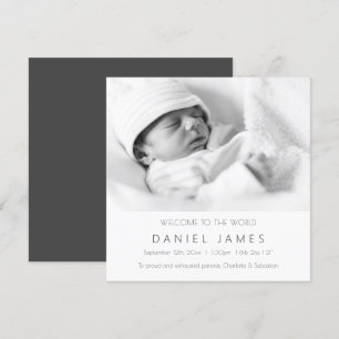 Faire-part bébé moderne photo personnalisée