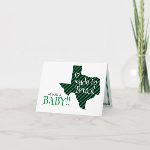Faire-part Bébé photo rayé vert/noir fait au Texas