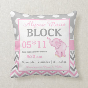 Faire-part bébé rose gris Coussin