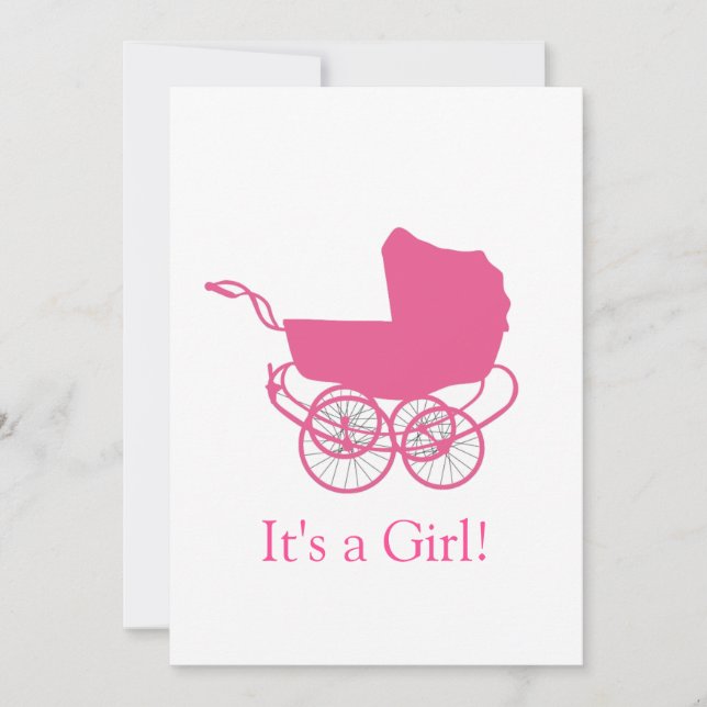 Faire-part bébé rose rétro (Devant)