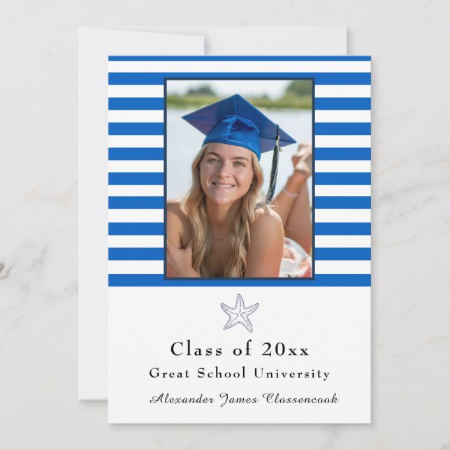 Faire-part Bécasseau marine moderne Bande blanche Announ (Devant)