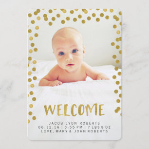 Faire-part Bienvenue Annonces Gold Modern Photo