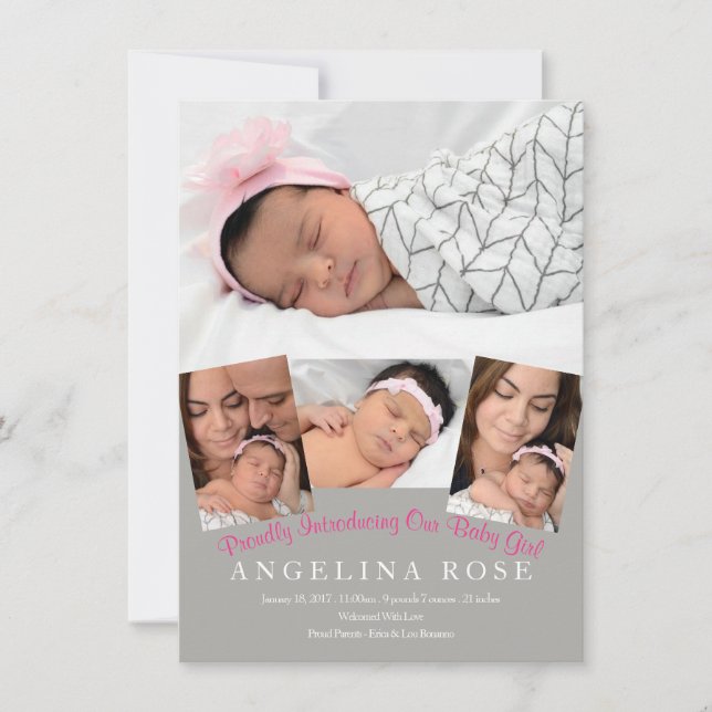 Faire-part Bienvenue bébé fille (Devant)