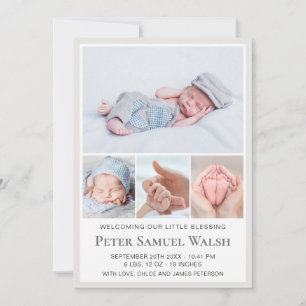 Faire-part Bienvenue moderne petit gentleman homme bébé garço