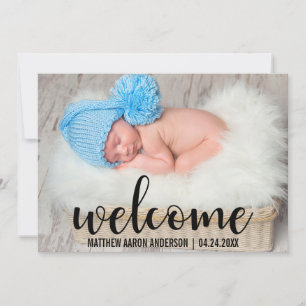 Faire-part Bienvenue Nouveau Baby Modern Black Script Card