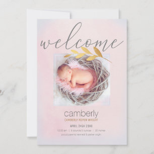 Faire-part Bienvenue Nouveau bébé fille photo naissance