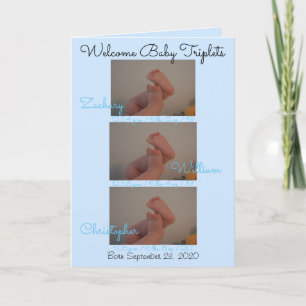 Faire-part Bienvenue Triplets bébé garçons Insérer des PHOTOS