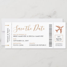 Billet avion en cuivre Enregistrer la date