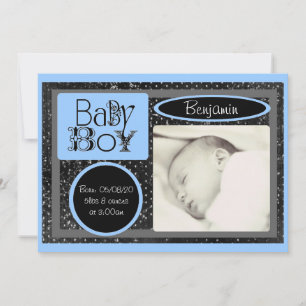 Faire-part Black blue white baby annonces