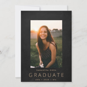 Faire-part Black Chalk Bordure Photo moderne Université Grad