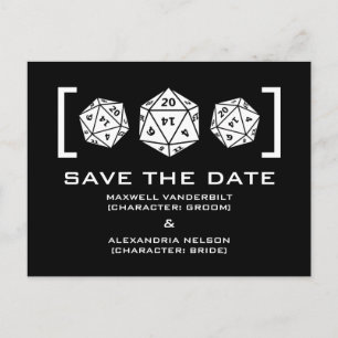 Faire-part Black D20 Dice Gamer Enregistrer la carte postale 