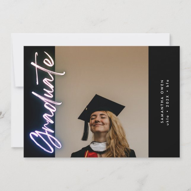 Faire-part Black Elegant Ombre Neon Grad Photo (Devant)