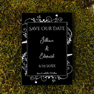 Faire-part Black Flourish Enregistrer La Date Annonce