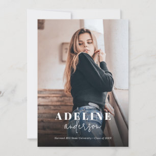 Faire-part Black Photo Collage de script élégant Graduation