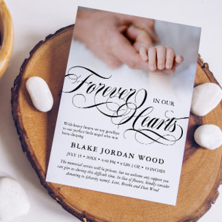 Faire-part Black White Forever Dans Nos Coeurs Baby Memorial
