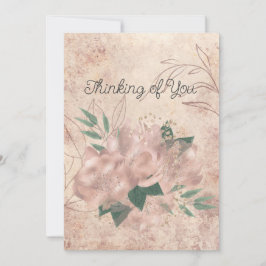 Faire-part Blank Black Pale Rose Satin Floral Penser de vous