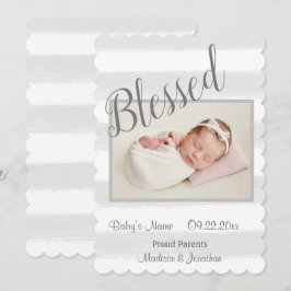 Faire-part Blessé Nouveau-né Script photo Gris bande