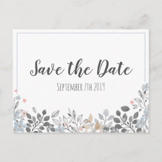 Faire-part Bleu Botanique Enregistrer La Date Carte Postale M