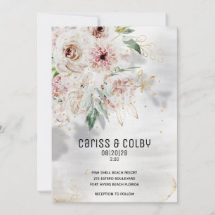 Faire-part Bleu étincelant Blanc & Vert Mariage Inviter