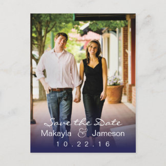 Faire-part Bleu Fade Photo Enregistrer la date Carte postale