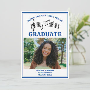 Faire-part Bleu Lycée Chorale Photo Graduation