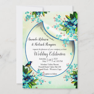 Faire-part Bleu - Mariage de lavande jaune