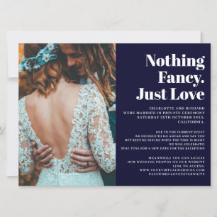 Faire-part bleu marine moderne juste amour elopement photo ma