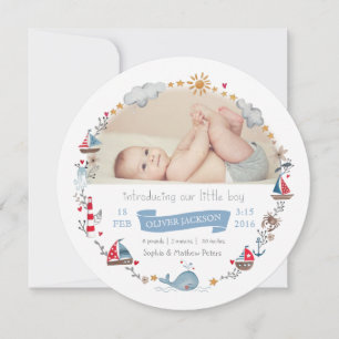 Faire-part Bleu Nautique mignon Voile Wreath