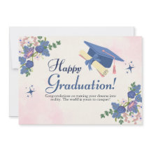 Bleu rose Doux Fleur Joyeux Graduation